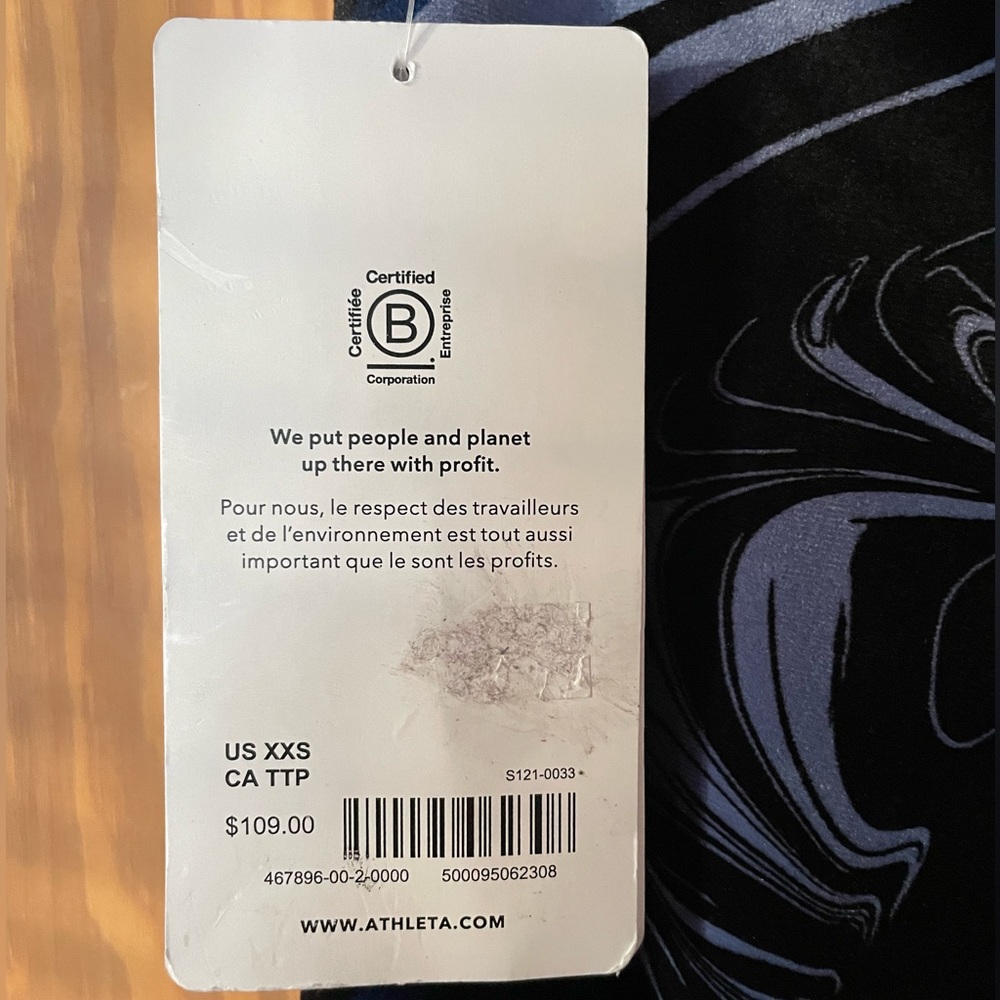 NWT Athleta Velvet Elation Tights, Size XXS, Blue Swirl - Picture 5 of 5